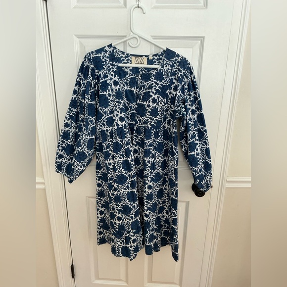 Sz Blockprints Dresses & Skirts - SZ Blockprints blue floral puff sleeve dress sz large